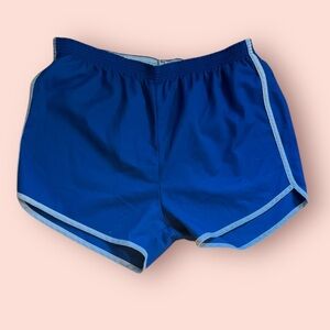 Vintage Blue Athletic Shorts with White Trim